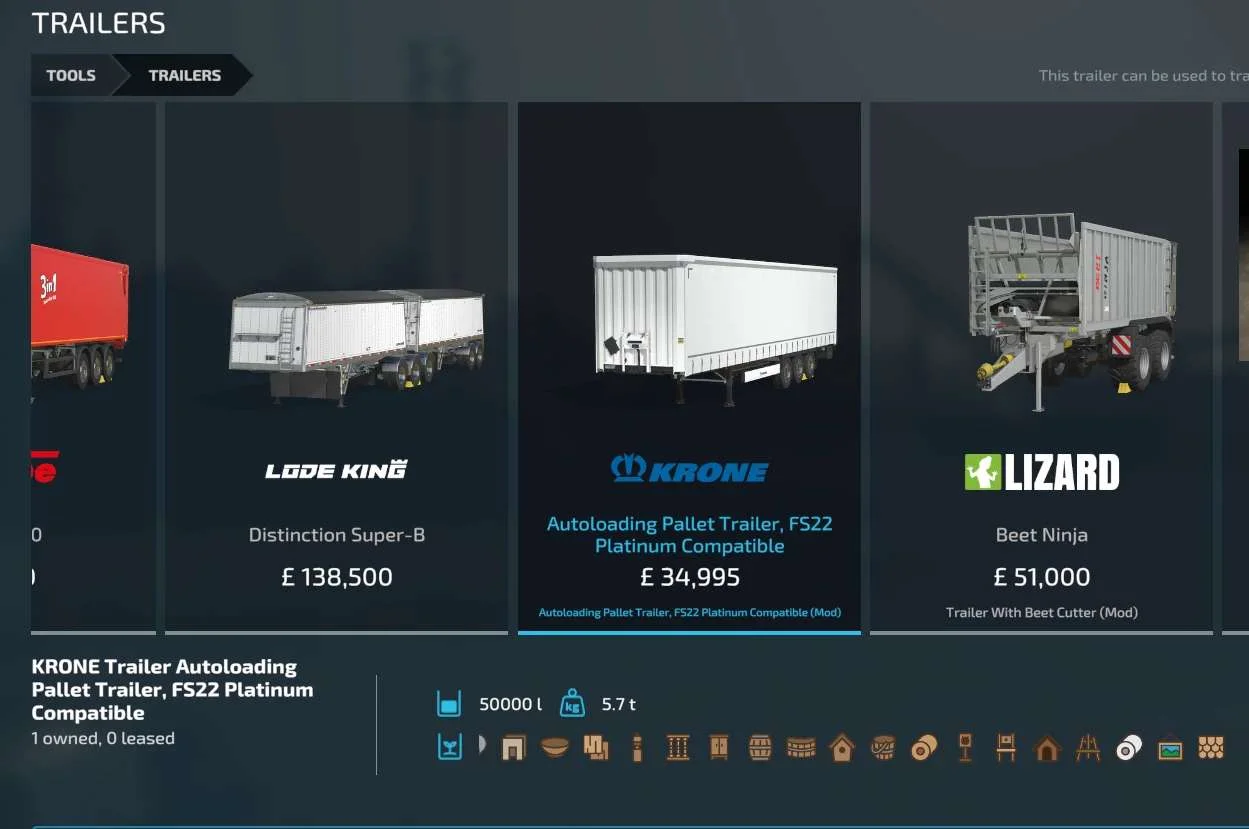 Autoloading trailer compatible with base game and Platinum Edition v2.3.0.2 FS22 FS22 Mod Free Download