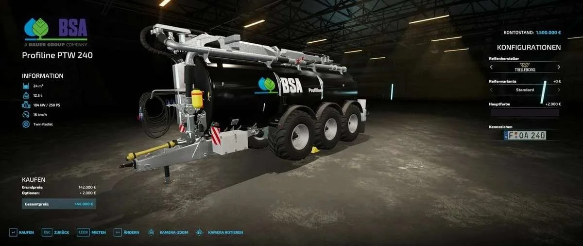 BSA Profiline Güllefässer v1.0.1 FS22 FS22 Mod Free Download