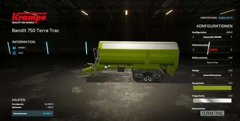 Krampe Bandit 750 Terra Trac v1.0.0.1 FS22 FS22 Mod Free Download