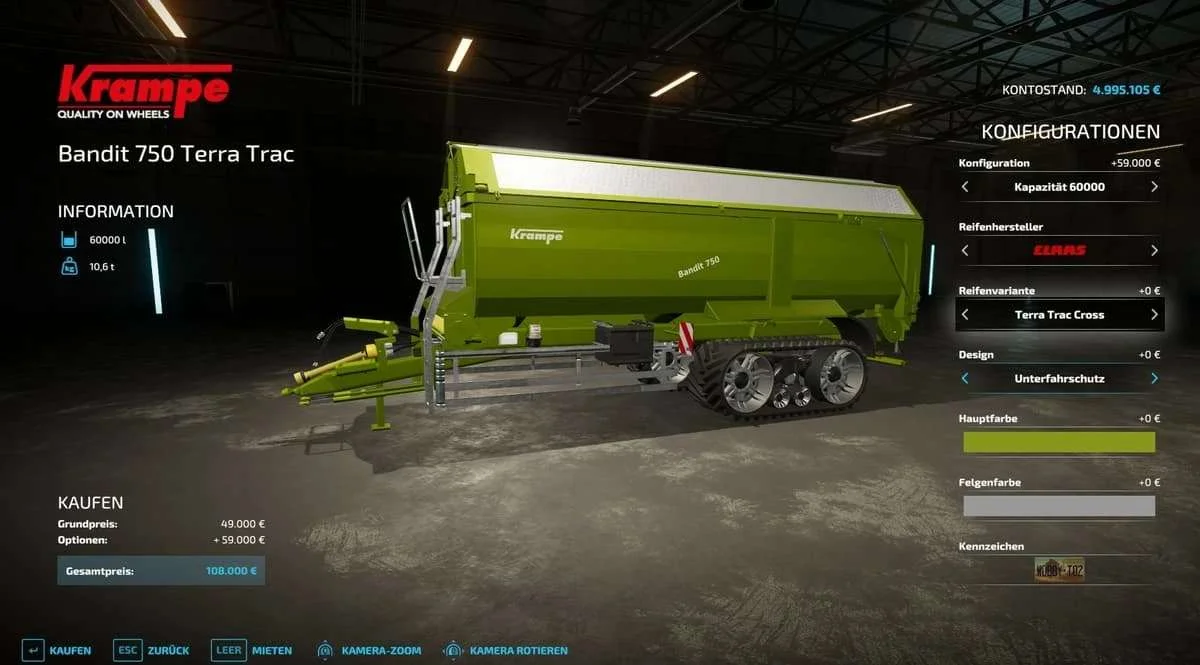 Krampe Bandit 750 Terra Trac v1.0.1 FS22 FS22 Mod Free Download