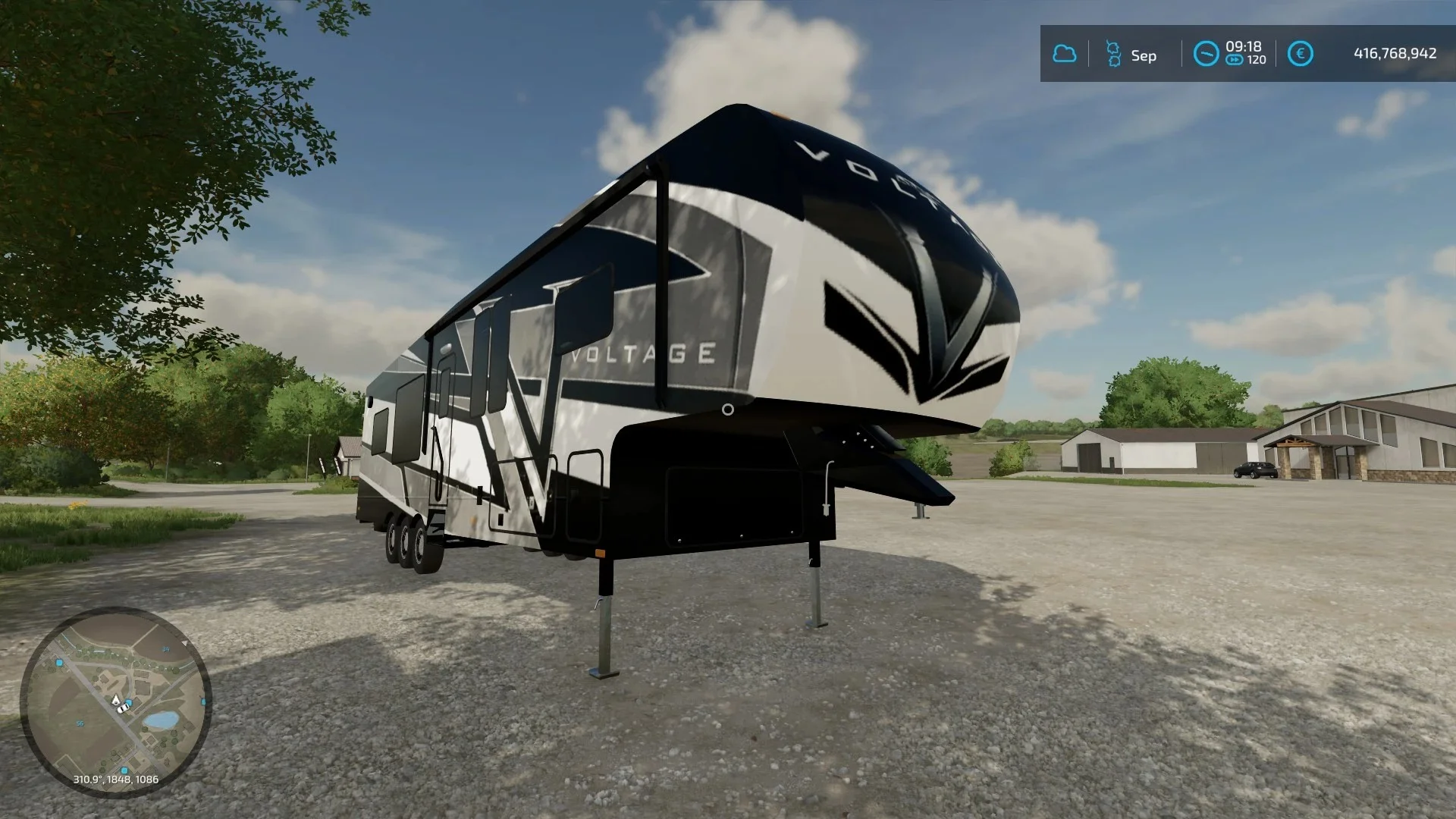 Voltage 5th Wheel Toy Hauler Camper v1.0 FS22 FS22 Mod Free Download