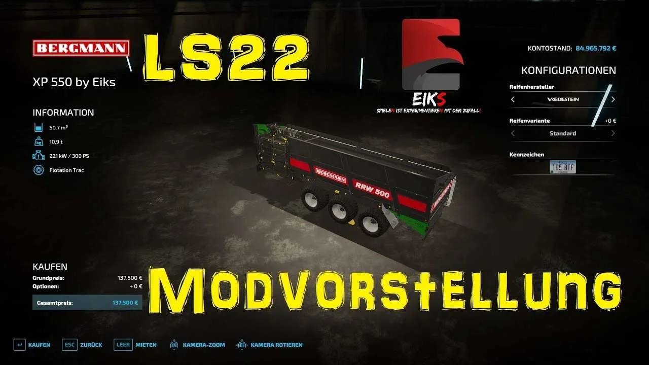 XP 550 by Eiks v1.0.0.2 FS22 FS22 Mod Free Download