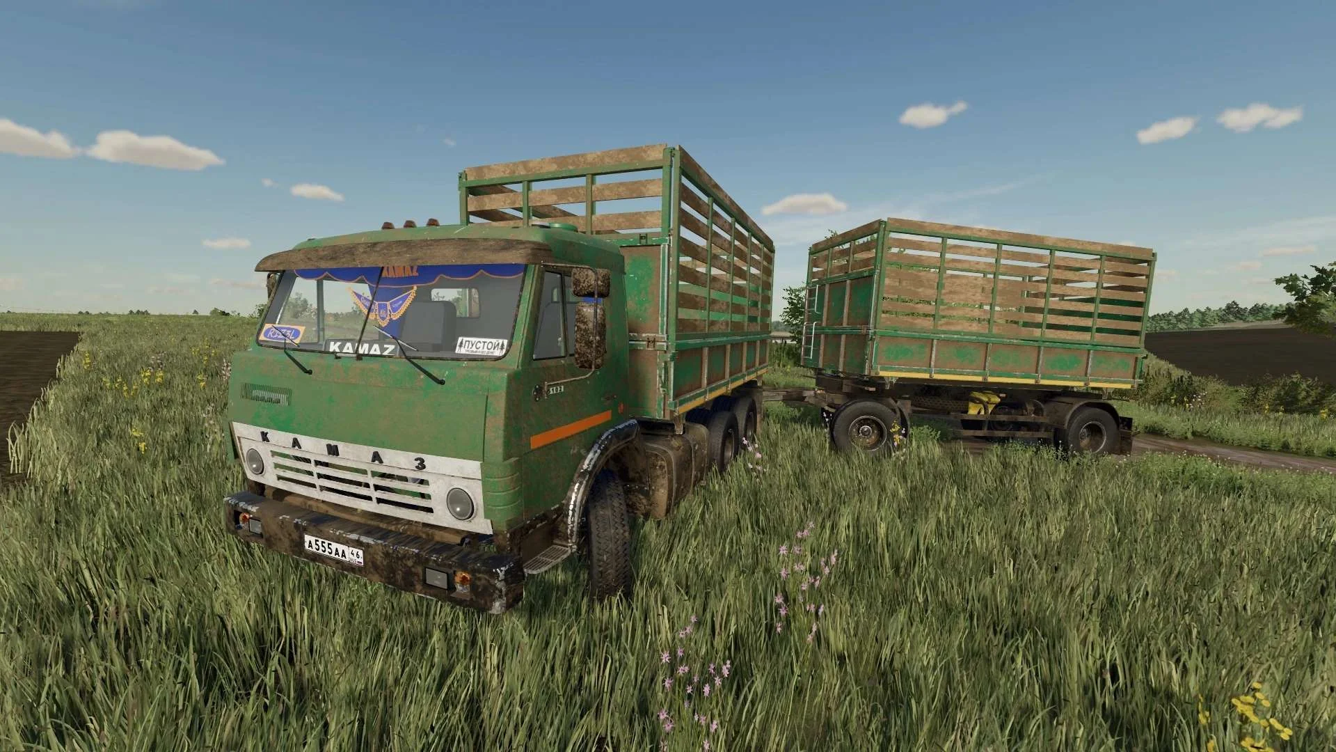 KamAZ-55102 + Trailer v1.0.1 FS22 FS22 Mod Free Download