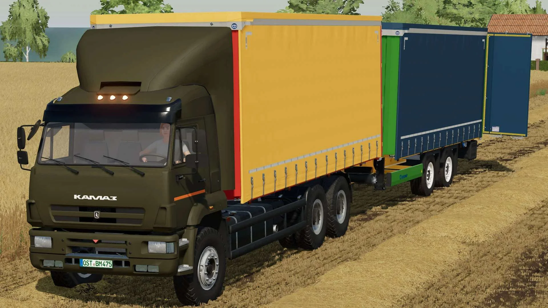 Kamaz 6520 Curtain Truck & Krone Tandem Profiliner Trailer v1.0 FS22 FS22 Mod Free Download