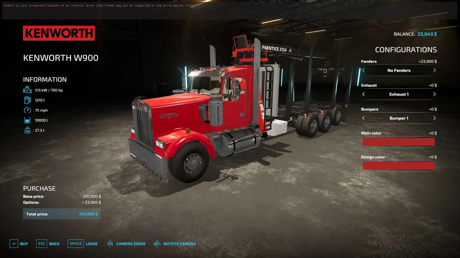 Kenworth w900 log truck V1.0 FS22 FS22 Mod Free Download