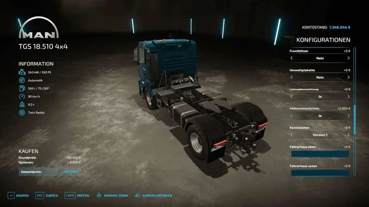 MAN TGS 18.510 4×4 v1.0.0.3 FS22 FS22 Mod Free Download