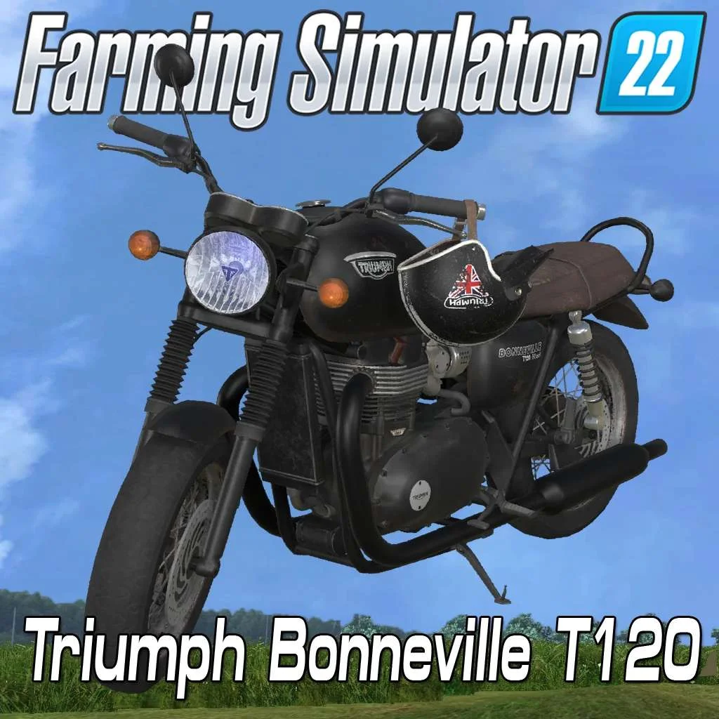 Classic motorcycle Triumph Bonneville T120 black v1.0 FS22 FS22 Mod Free Download