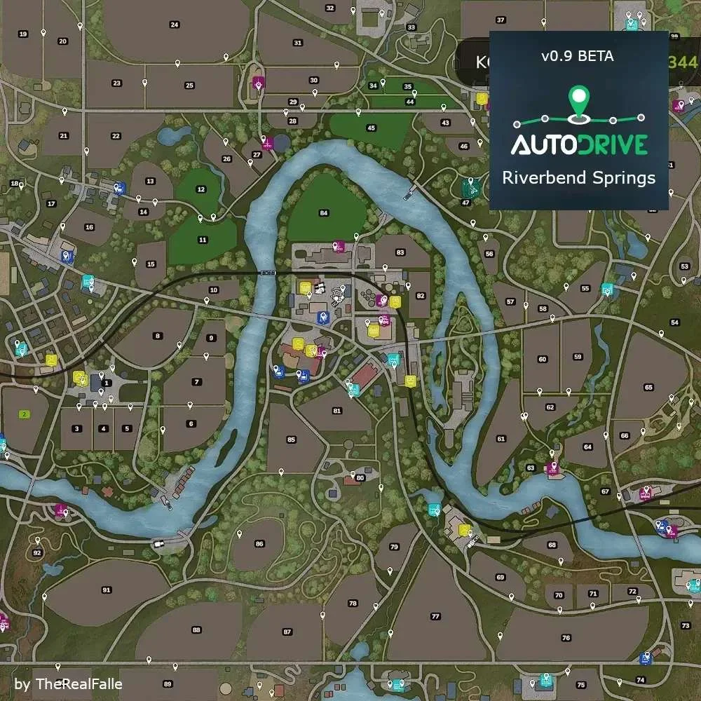 FS25 Autodrive Course Riverbend Springs by TheRealFalle V2.0 FS25 Mod Free Download