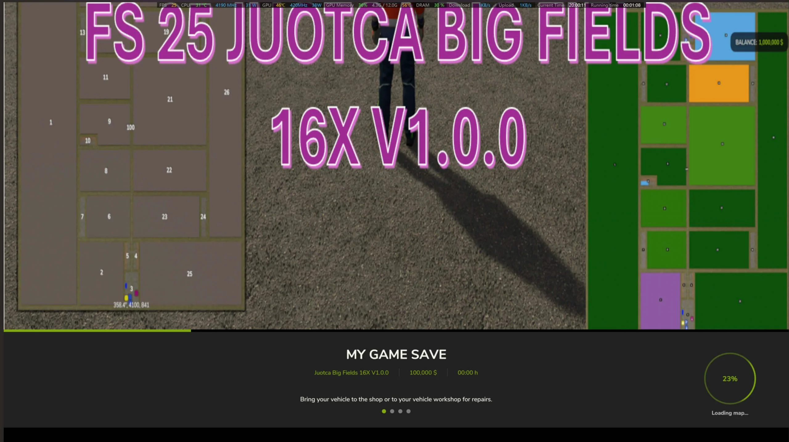 FS25 AutoDrive of Juotca Big Fields 16x V1.0 FS25 Mod Free Download