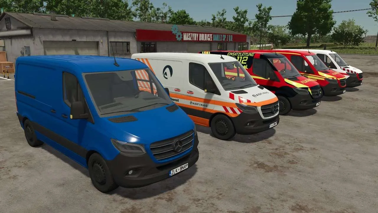 FS25 2018 Mercedes-Benz Sprinter Pack v1.1 Cars Mod FS25 Mod Free Download