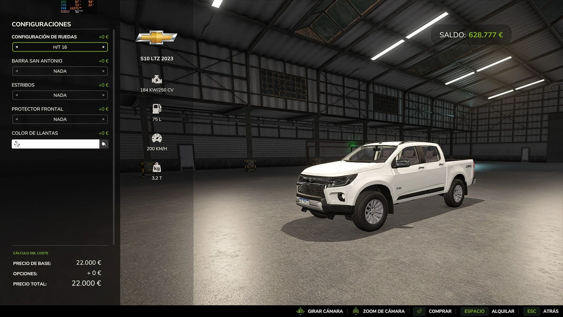 FS25 Chevrolet S10 V1.0 Cars Mod FS25 Mod Free Download