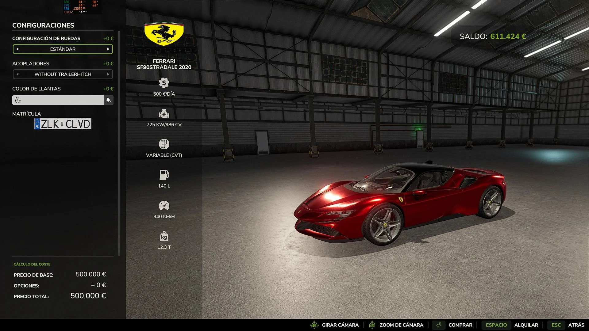 FS25 Ferrari SF90 Stradale V1.0 Cars Mod FS25 Mod Free Download
