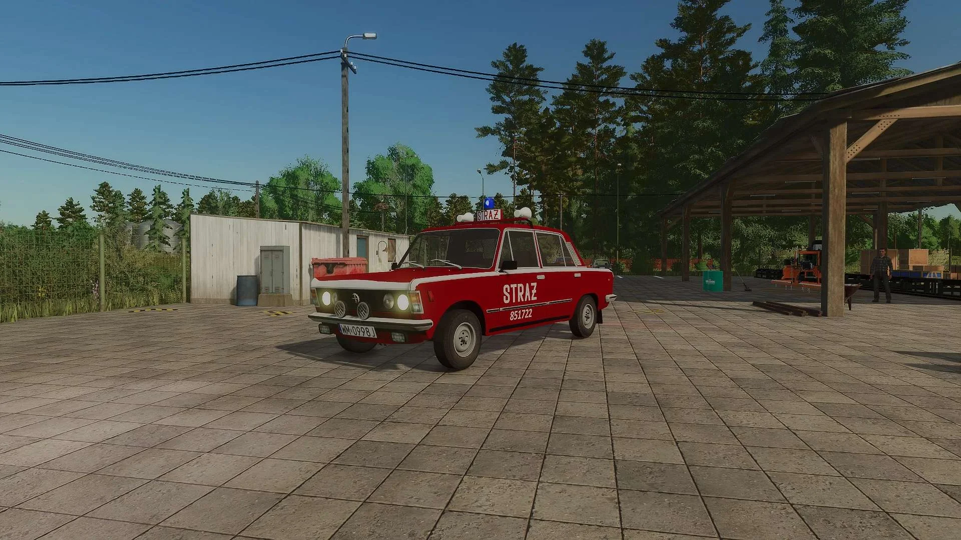 FS25 Fiat 125p SLOp FSO 851722 Straz Pozarna v1.0 Cars Mod FS25 Mod Free Download