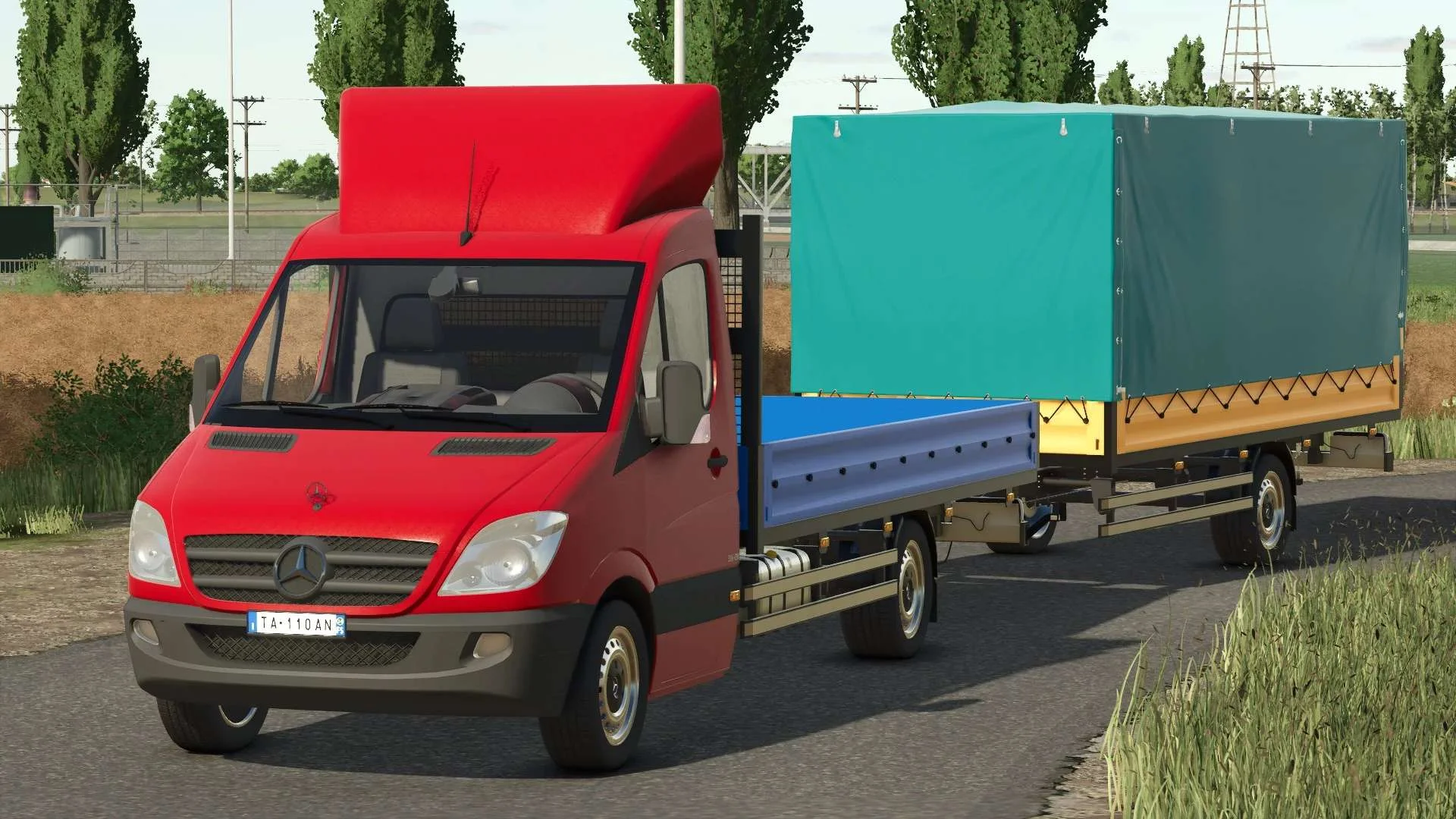 FS25 Mercedes Benz Sprinter Pickup & Trailer v1.0 Cars Mod FS25 Mod Free Download