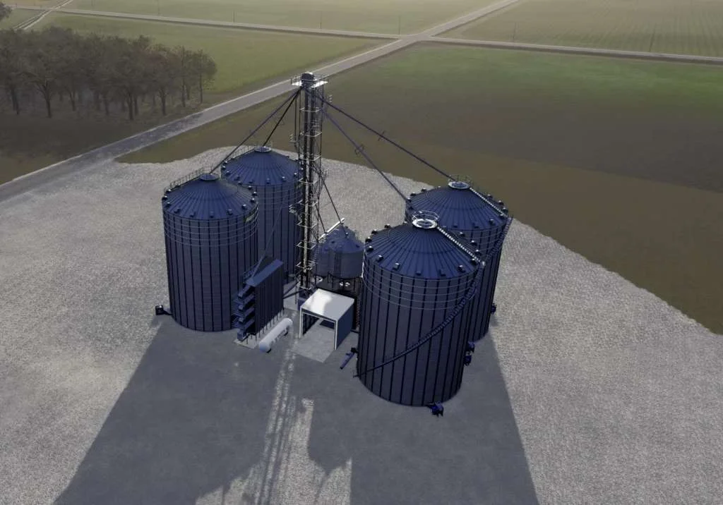 FS25 AGI 4 Bin Site V2- Corn Dryer v1.0 Objects Mod FS25 Mod Free Download