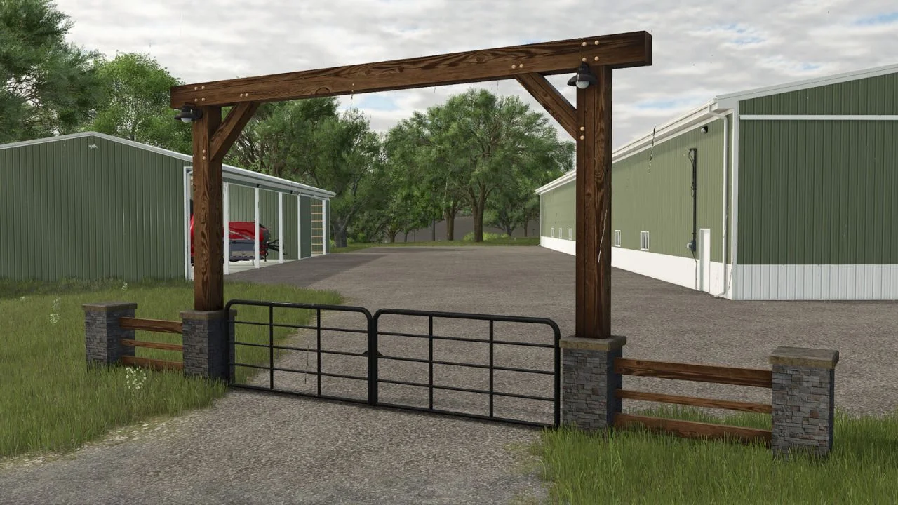 FS25 American Ranch Gate Entrance V1.0 Objects Mod FS25 Mod Free Download