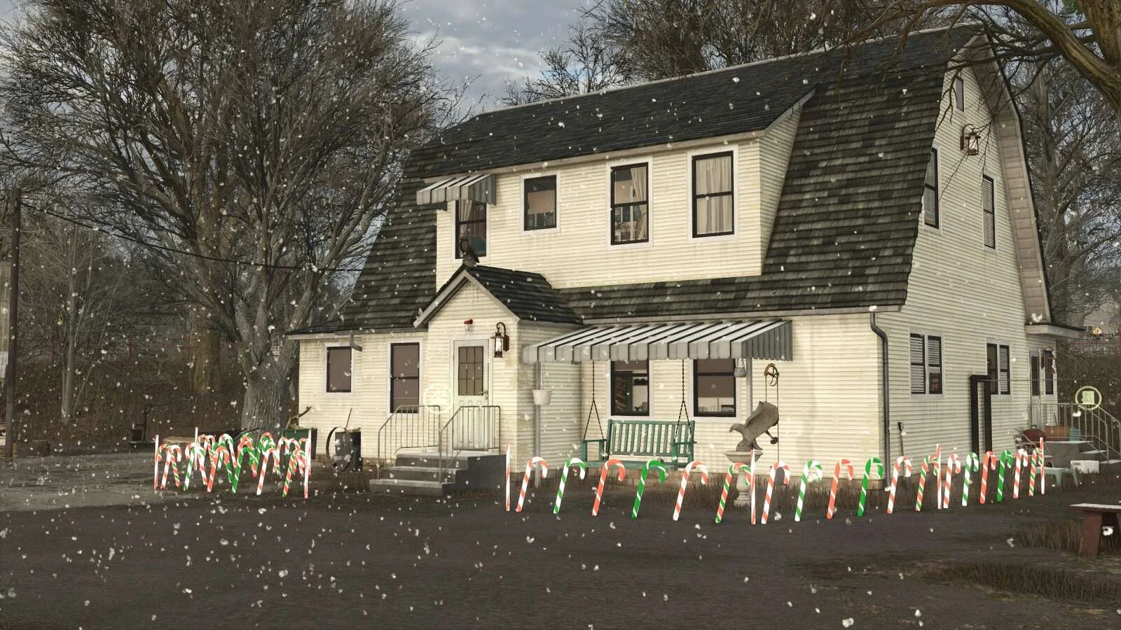 FS25 Candy Cane Fence v1.0 Objects Mod FS25 Mod Free Download