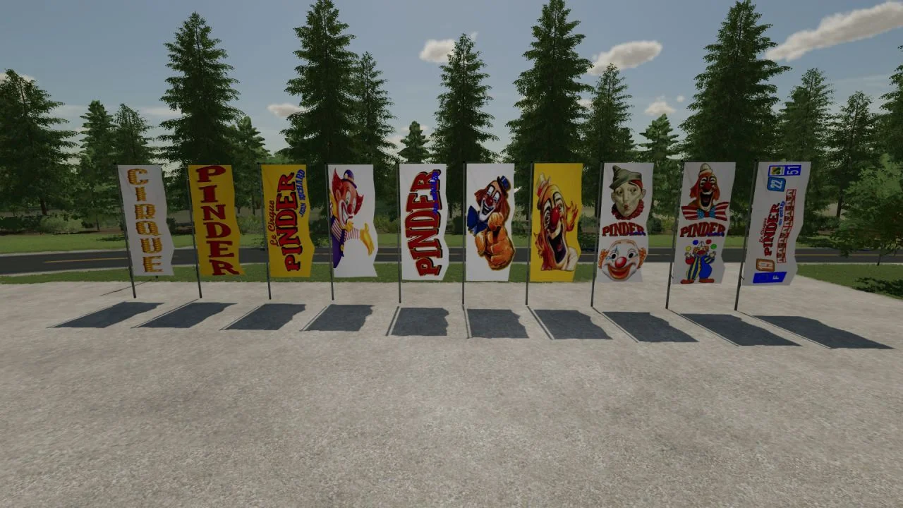 FS25 Circus Flags PINDER V1.0 Objects Mod FS25 Mod Free Download