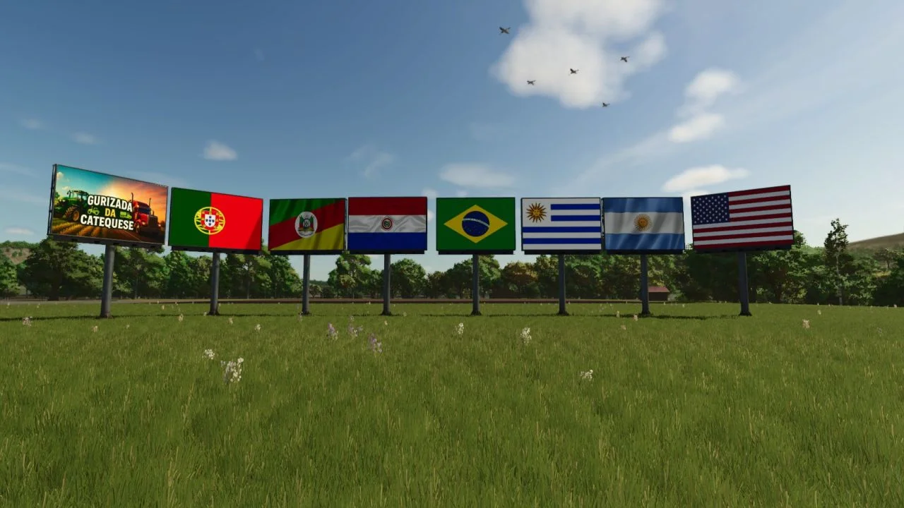 FS25 Country flags billboards V1.0 Objects Mod FS25 Mod Free Download
