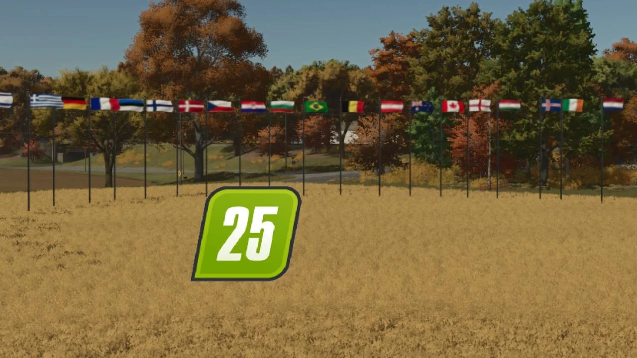 FS25 Country Flags Pack V1.0 Objects Mod FS25 Mod Free Download