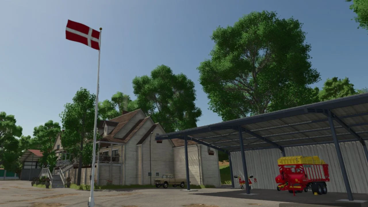 FS25 Danish Flag V1.0 Objects Mod FS25 Mod Free Download