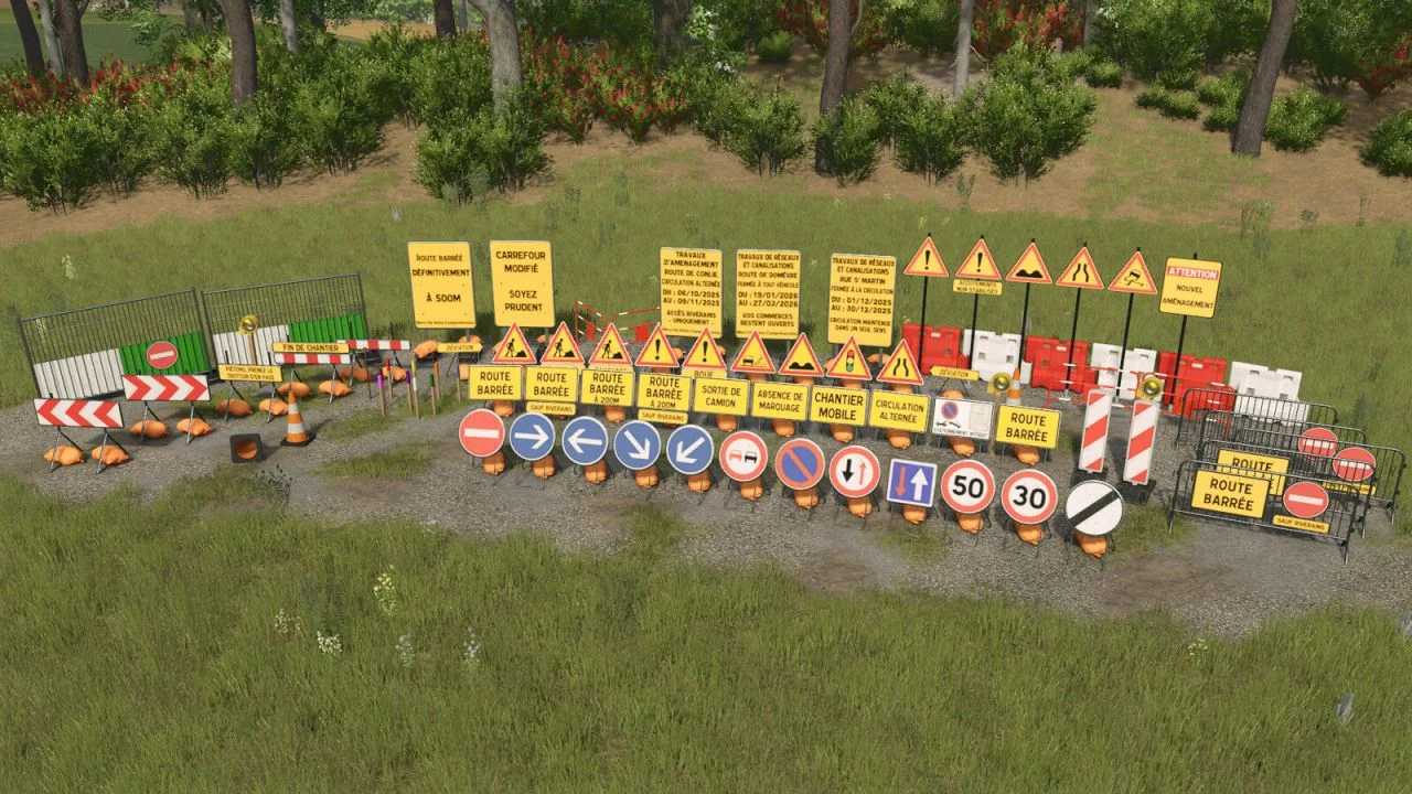 FS25 French Temporary Marking V1.5 Objects Mod FS25 Mod Free Download