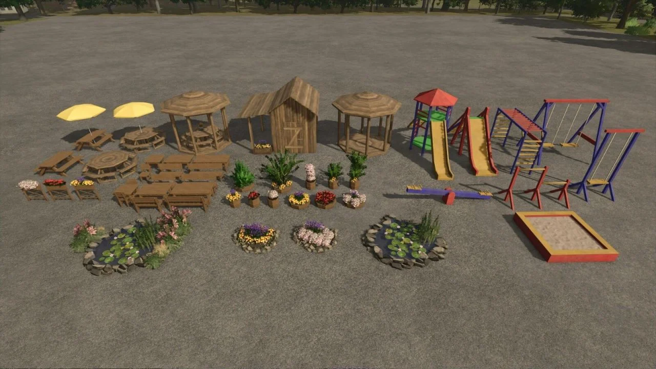 FS25 Garden Decoration Pack v1.0 Objects Mod FS25 Mod Free Download