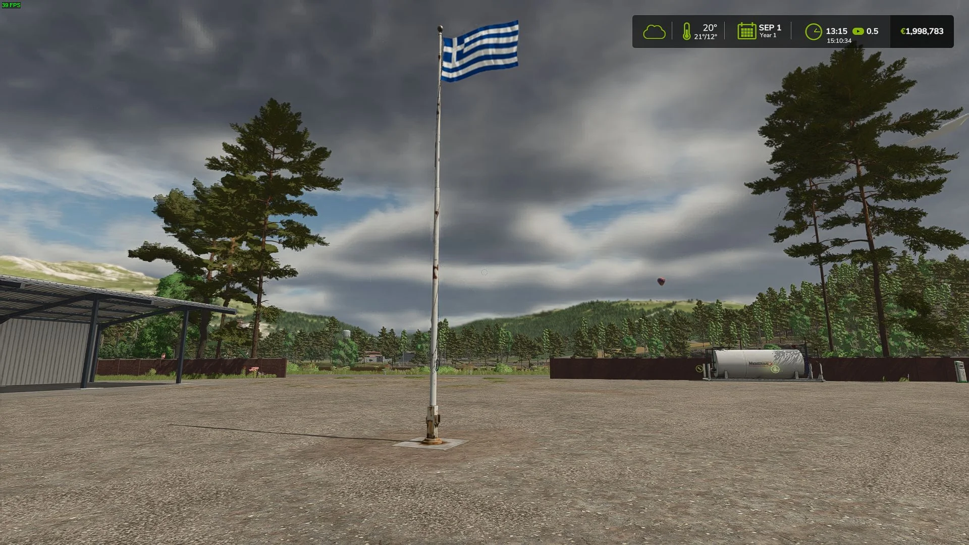 FS25 Greek Flag V1.0 Objects Mod FS25 Mod Free Download
