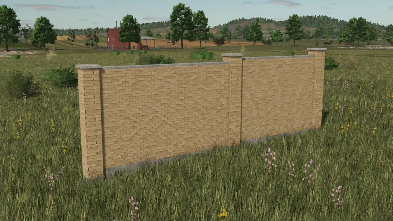 FS25 High Brick Wall V1.0 Objects Mod FS25 Mod Free Download