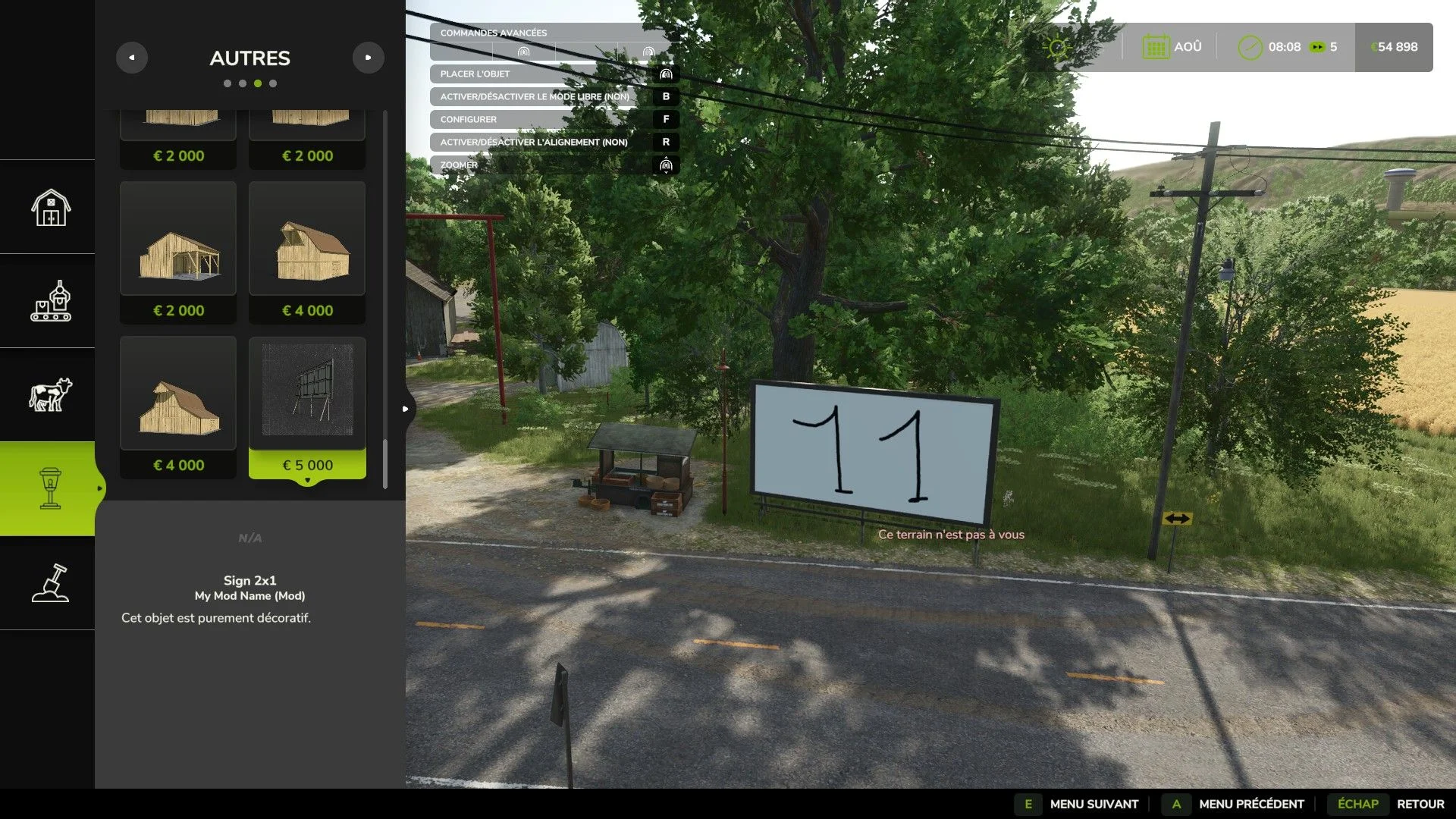 FS25 Placeable Ads Sign V1.0 Objects Mod FS25 Mod Free Download