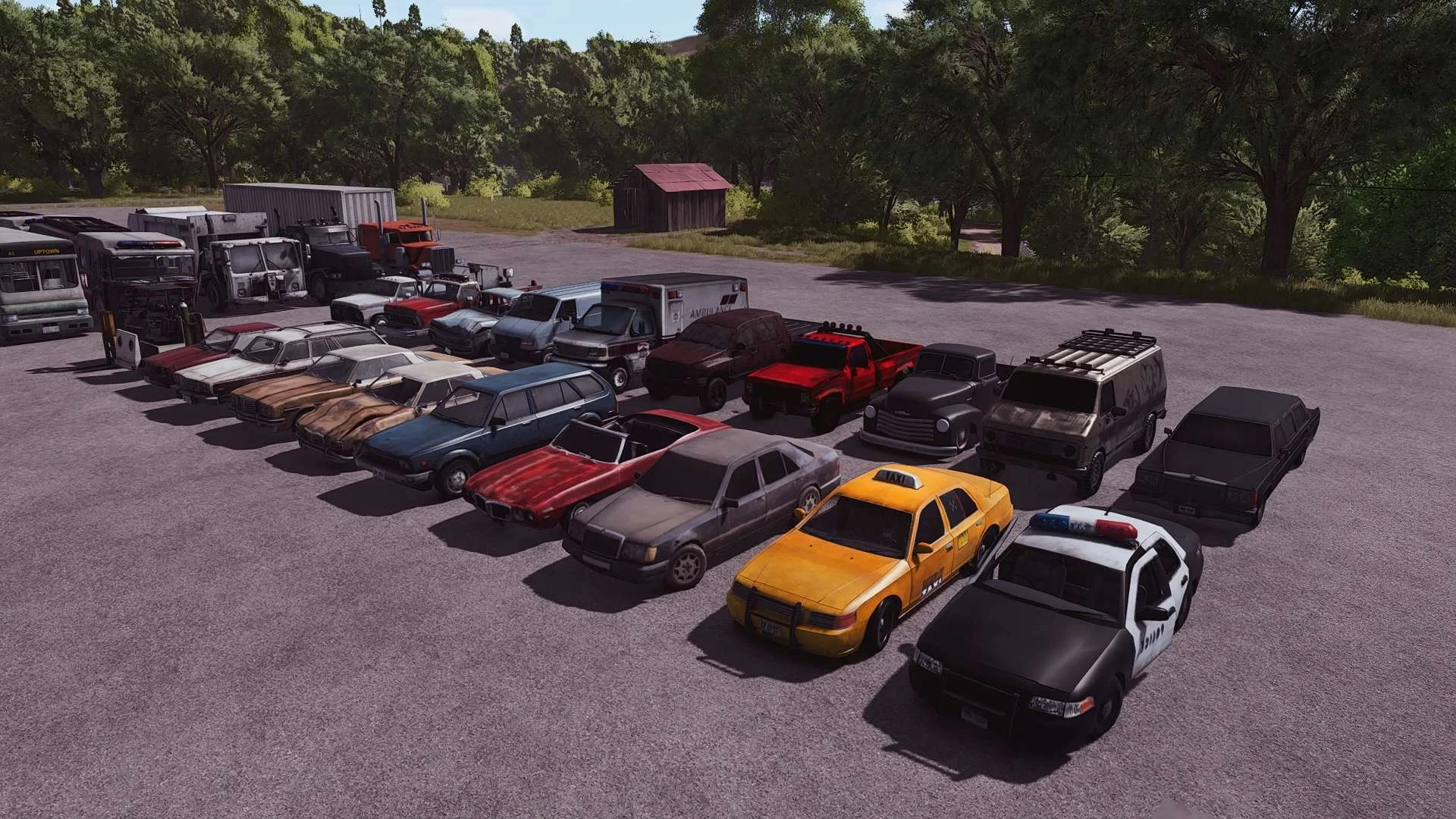 FS25 Placeable US Junkyard Vehicles V1.0 Objects Mod FS25 Mod Free Download