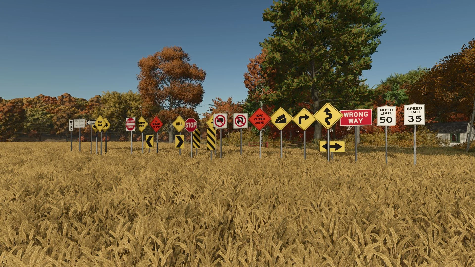 FS25 Placeable US Road Sign Pack 1 V1.0 Objects Mod FS25 Mod Free Download