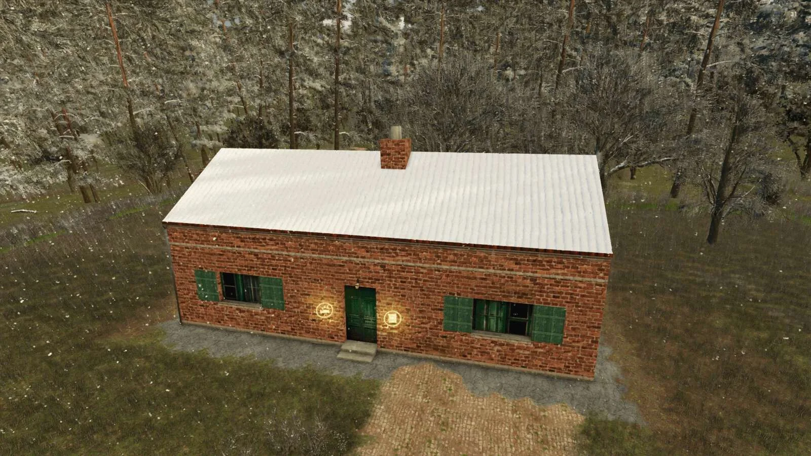 FS25 Red Brick House v1.0 Objects Mod FS25 Mod Free Download