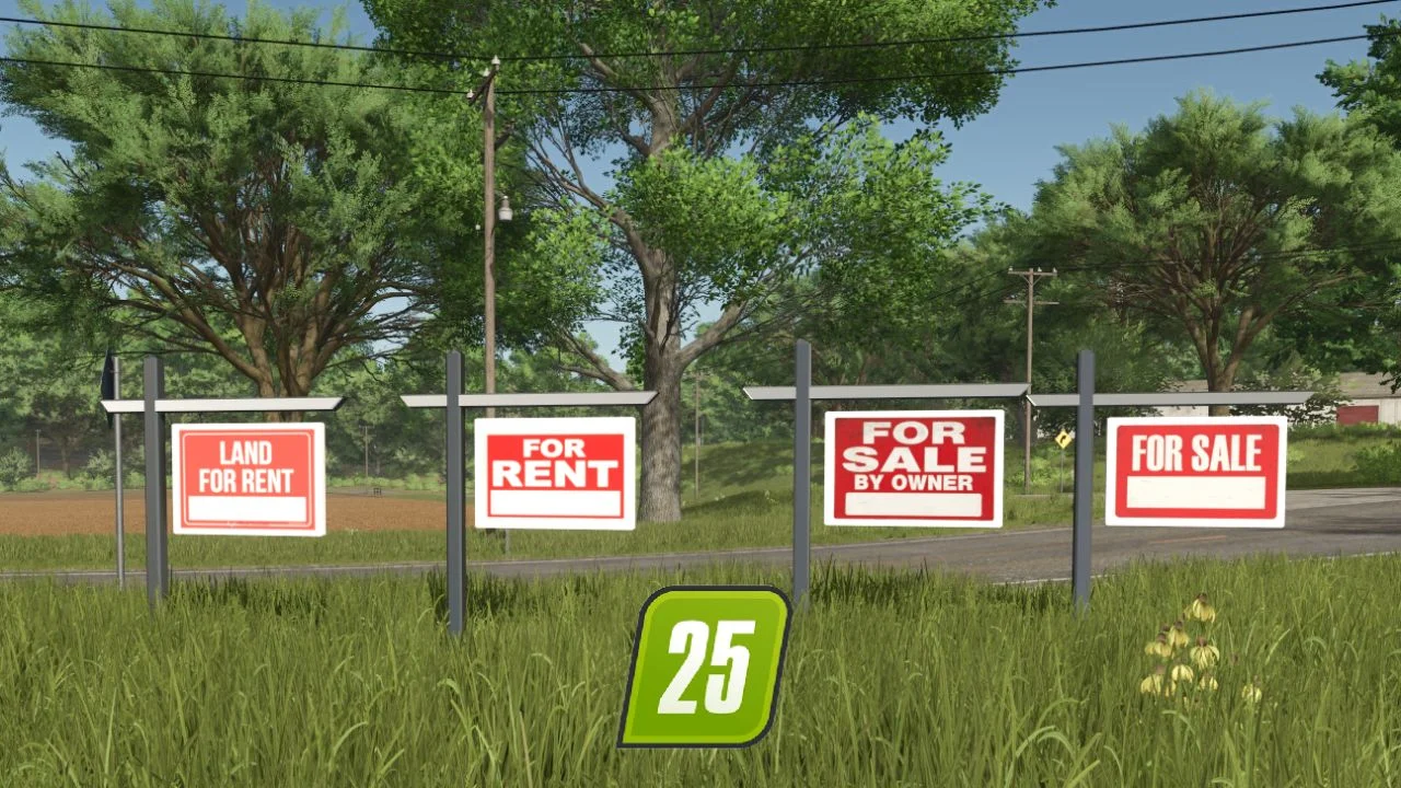 FS25 Rent-Sale US sign pack V1.0 Objects Mod FS25 Mod Free Download