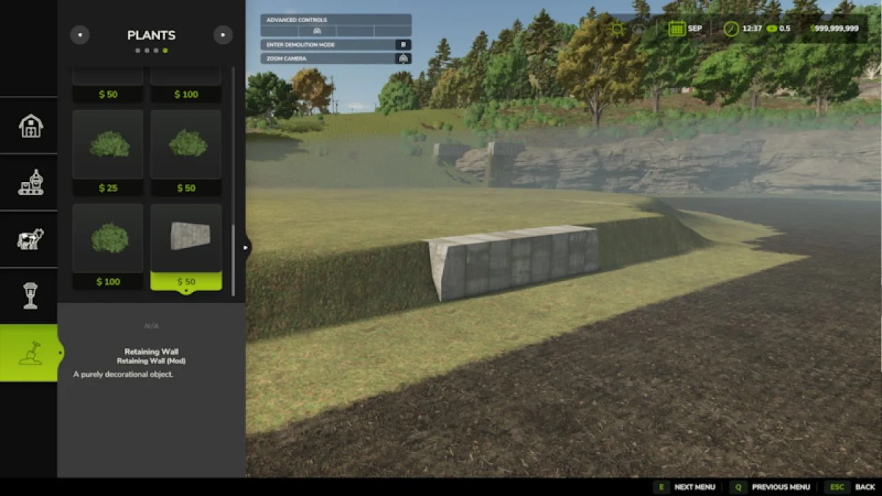 FS25 Retaining Wall V1.0 Objects Mod FS25 Mod Free Download