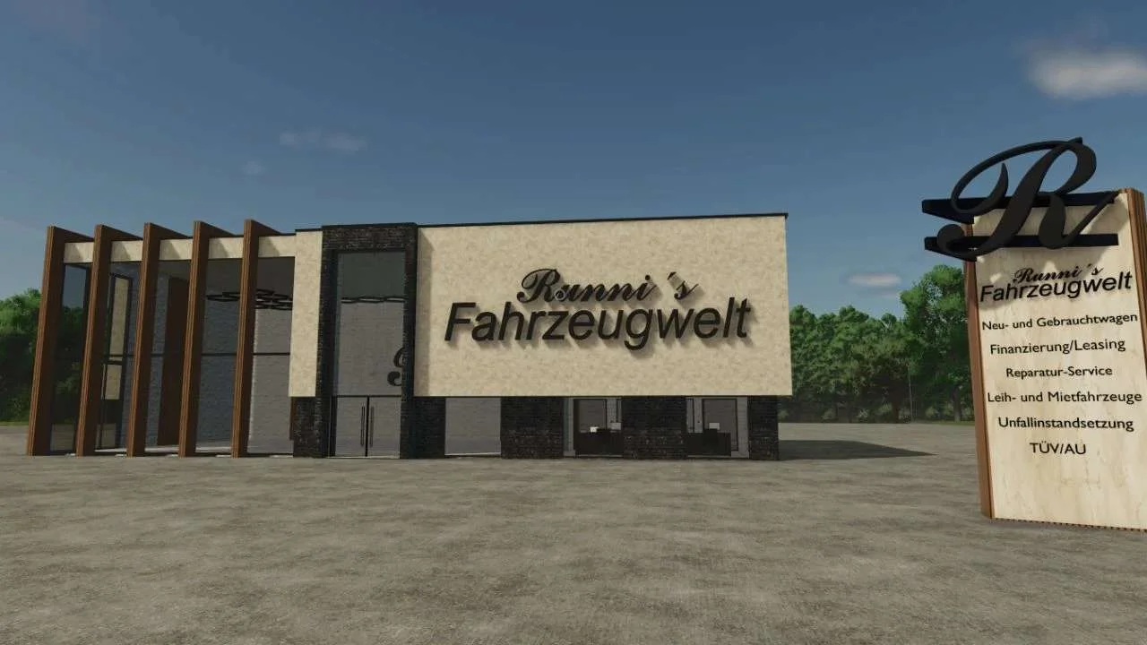 FS25 Runnis vehicle world (car dealership) v1.1 Objects Mod FS25 Mod Free Download