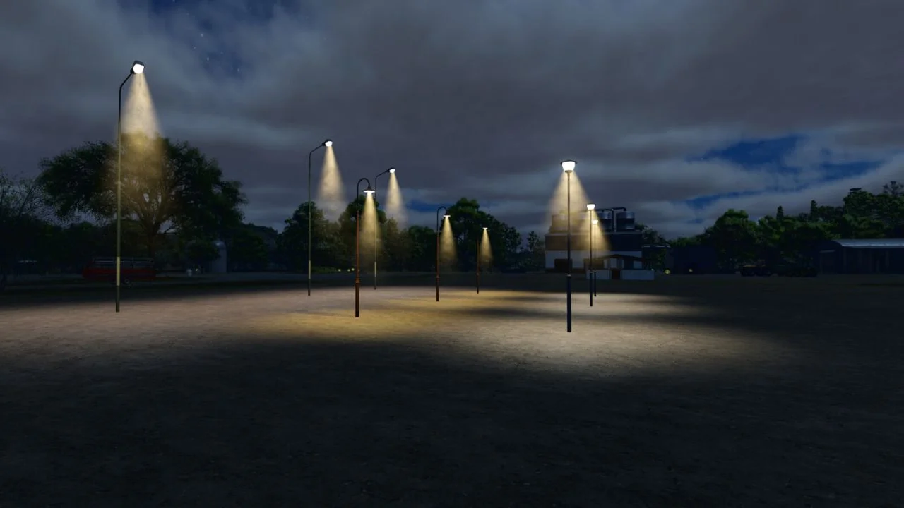 FS25 Streetlights With Fog V1.0 Objects Mod FS25 Mod Free Download