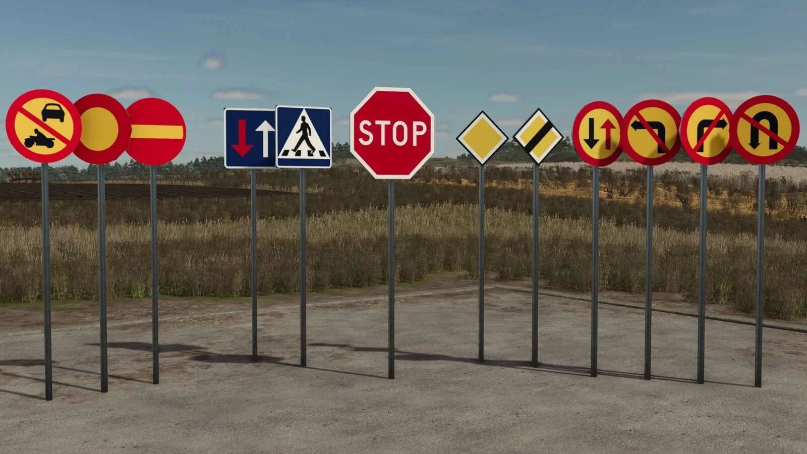 FS25 Swedish Road Sign Pack Placeable v1.0 Objects Mod FS25 Mod Free Download