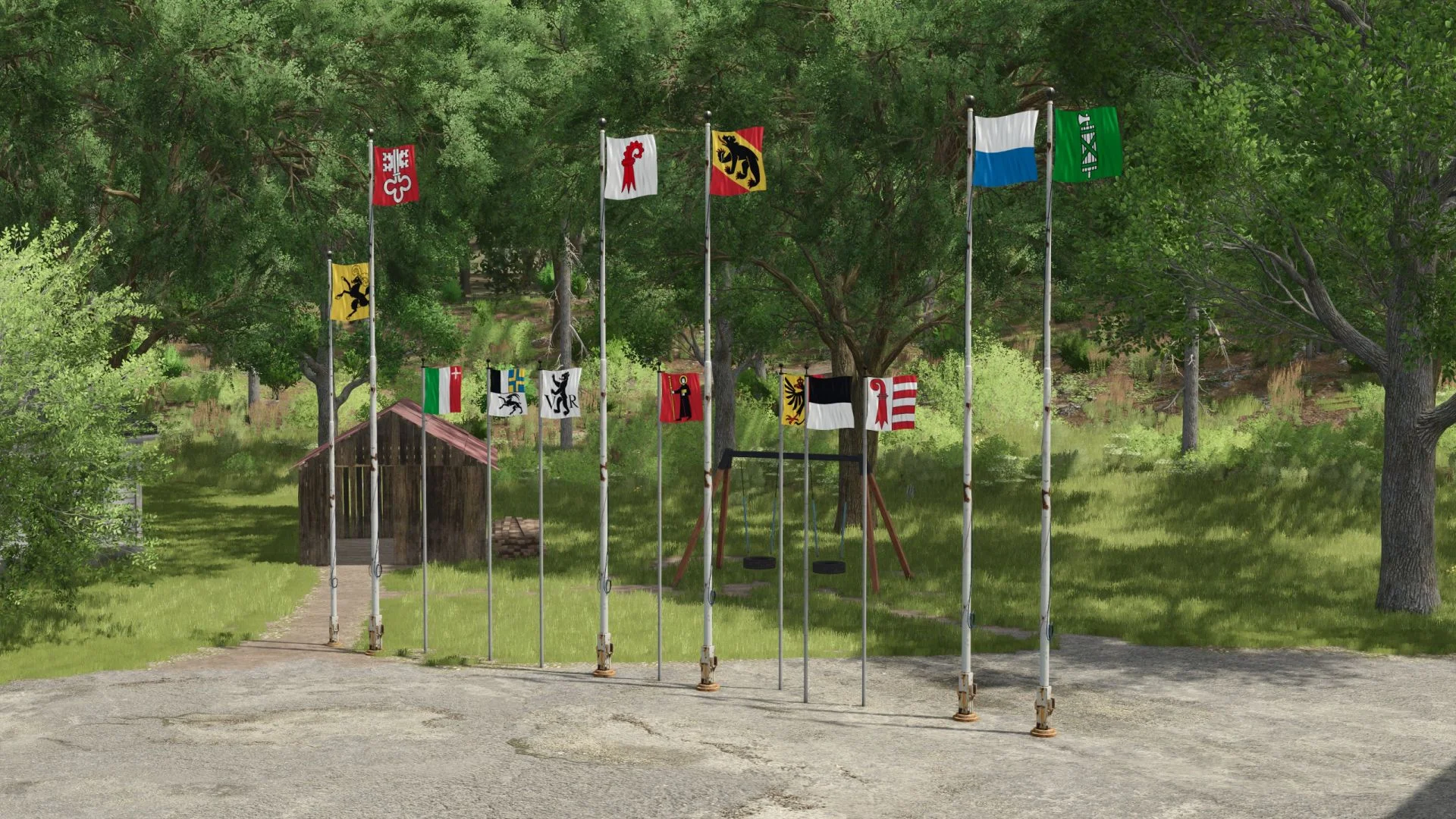 FS25 Swiss flags pack V1.0 Objects Mod FS25 Mod Free Download