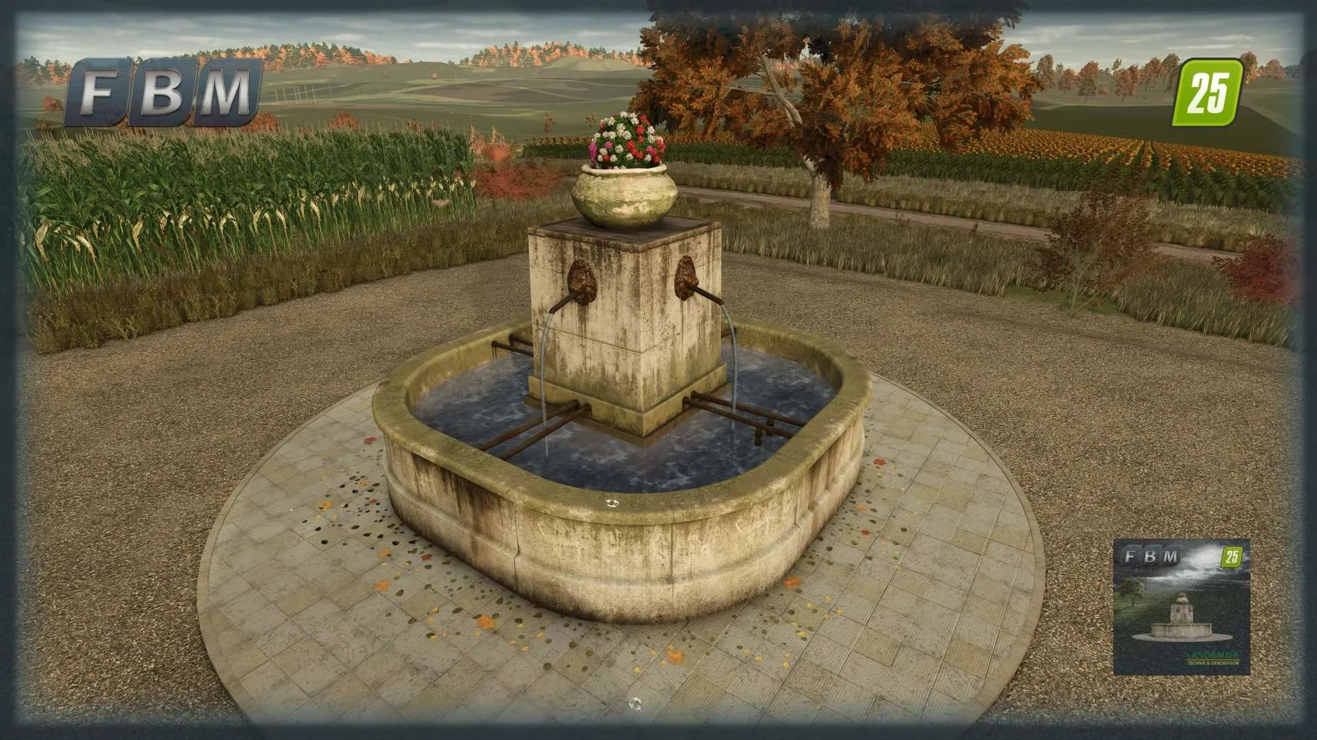 FS25 Town Fountain v1.0 Objects Mod FS25 Mod Free Download