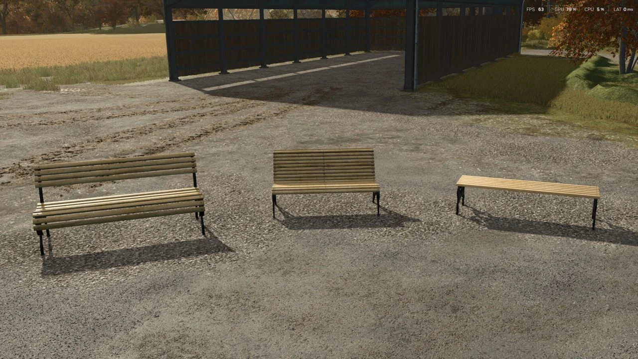 FS25 Wooden Benches Pack V1.0 Objects Mod FS25 Mod Free Download