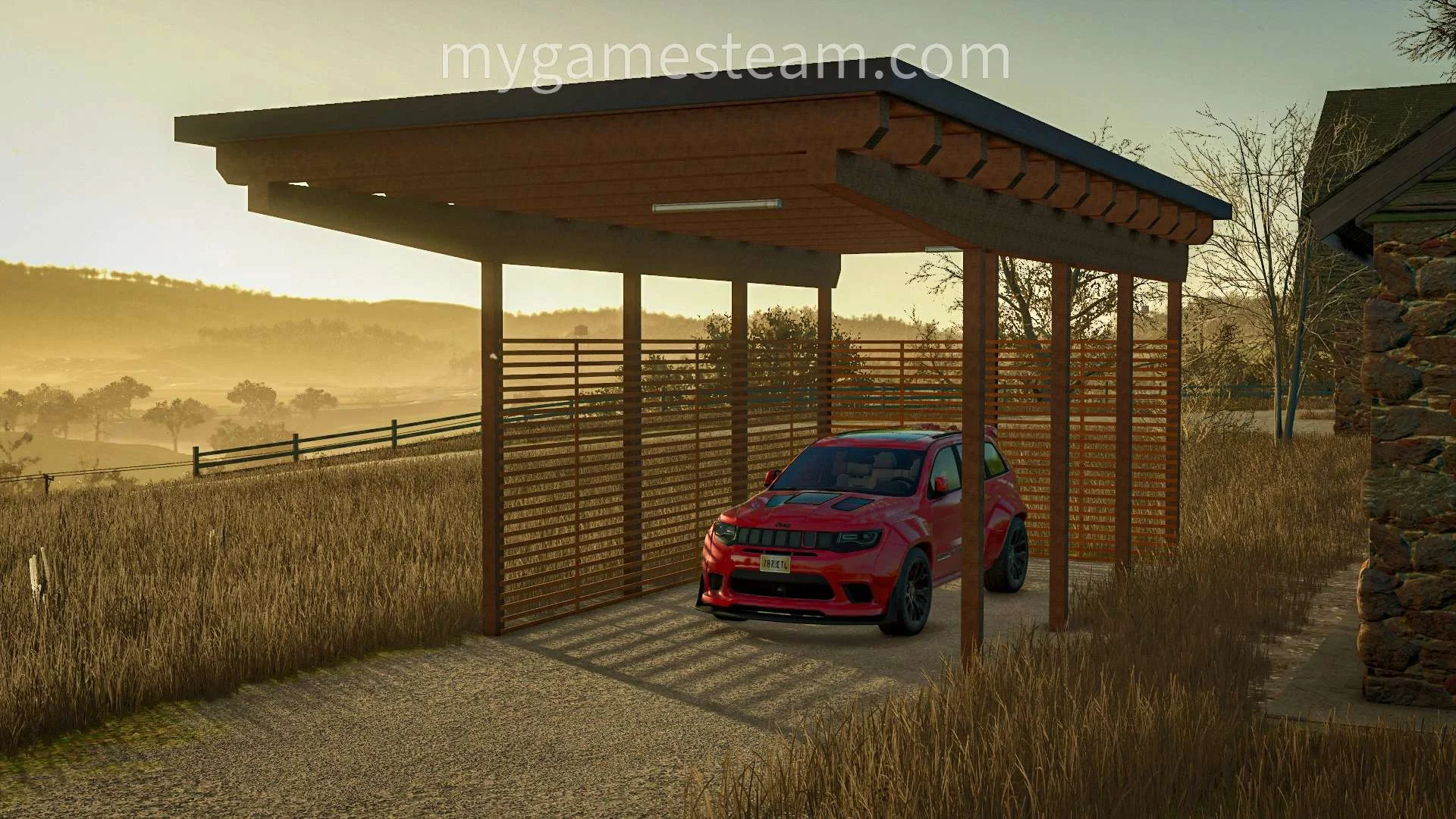 FS25 Wooden Carport V1.0 Objects Mod FS25 Mod Free Download
