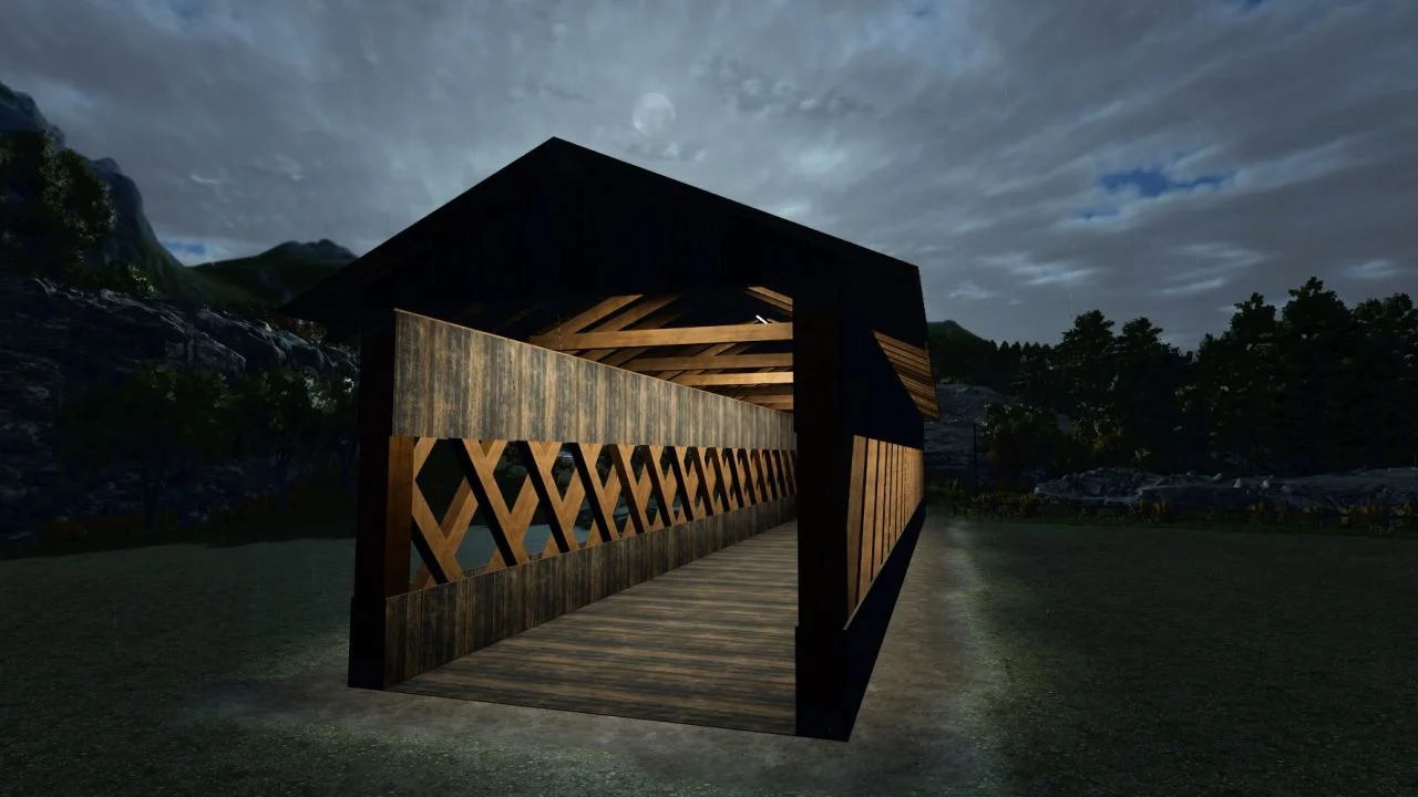 FS25 Wooden covered bridge V1.0 Objects Mod FS25 Mod Free Download