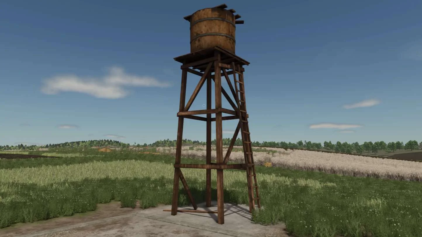 FS25 Wooden Water Tower v1.0 Objects Mod FS25 Mod Free Download