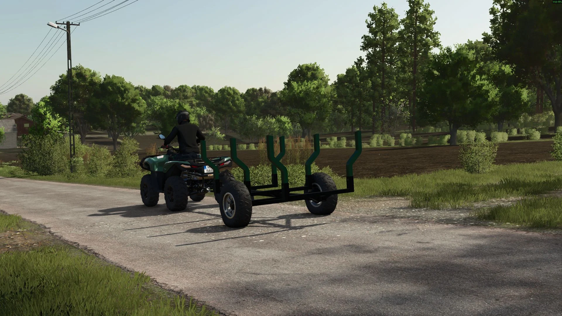 FS25 Forest trailer for ATV quad V1.0 Forestry Mod FS25 Mod Free Download