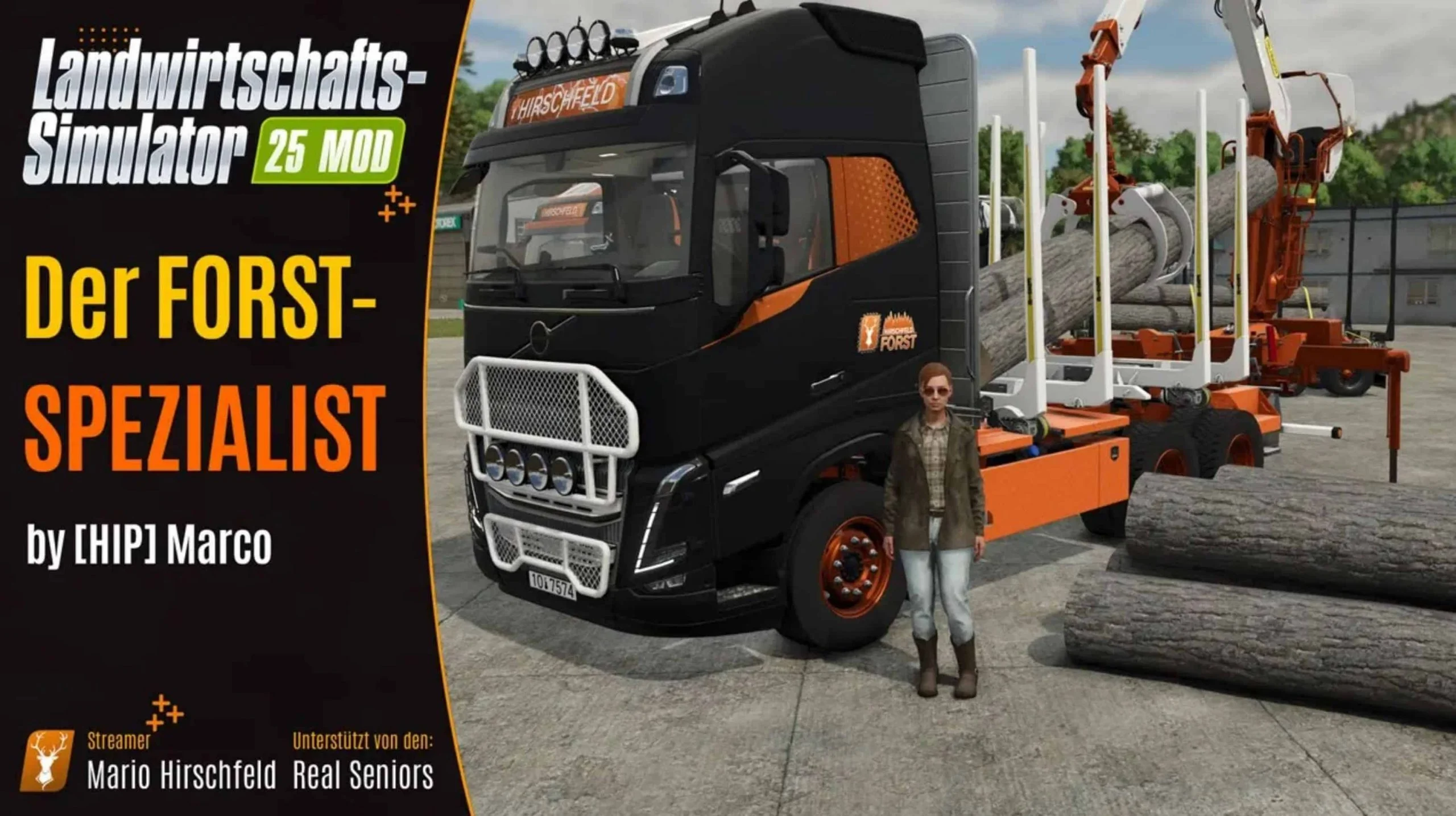 FS25 Hirschfeld FH16 with Trailer V1.0.3.4 Forestry Mod FS25 Mod Free Download