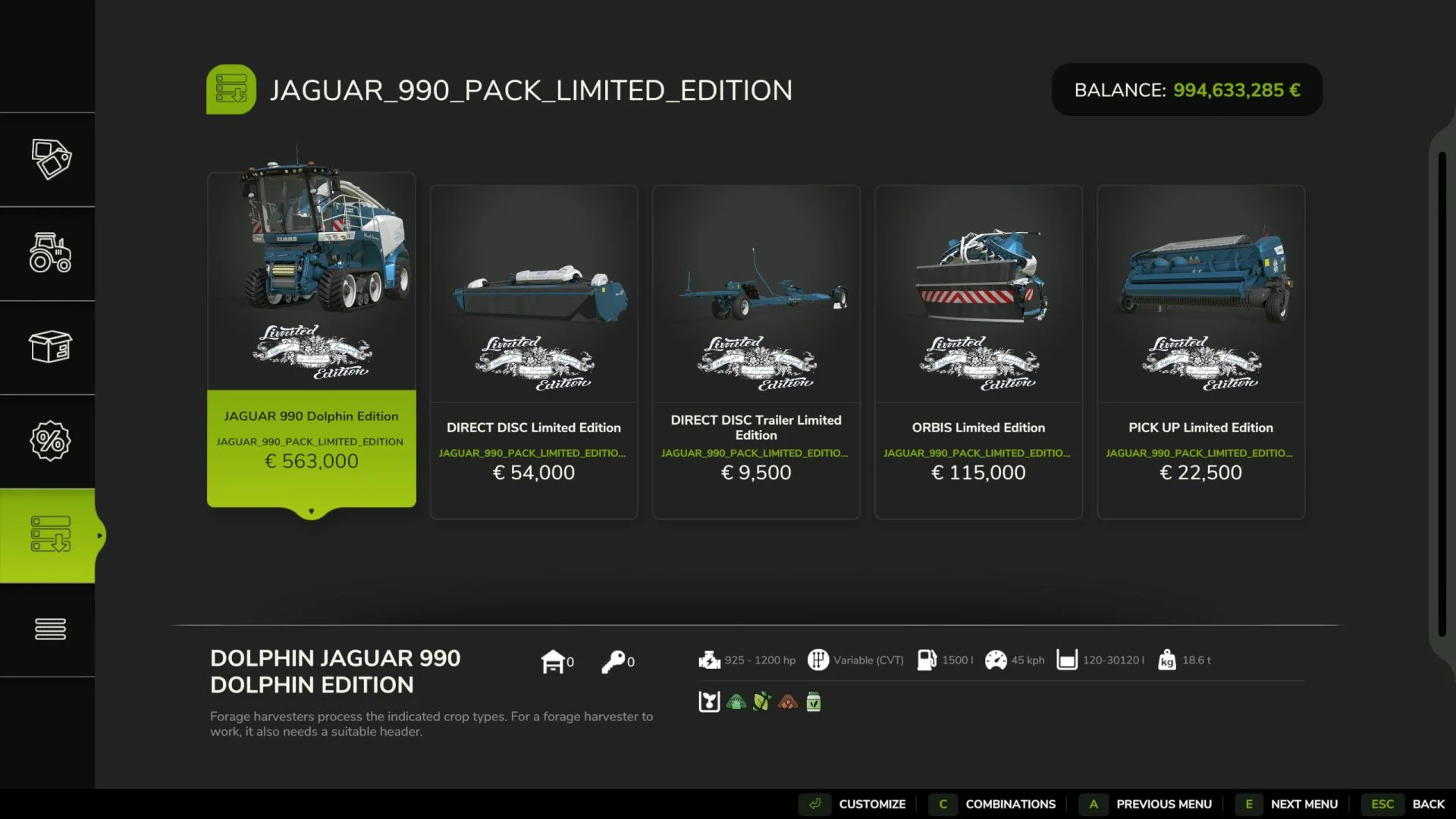 FS25 Claas Jaguar 990 TT Pack Limited Edition V1.0.0.2 Harvesters Mod FS25 Mod Free Download