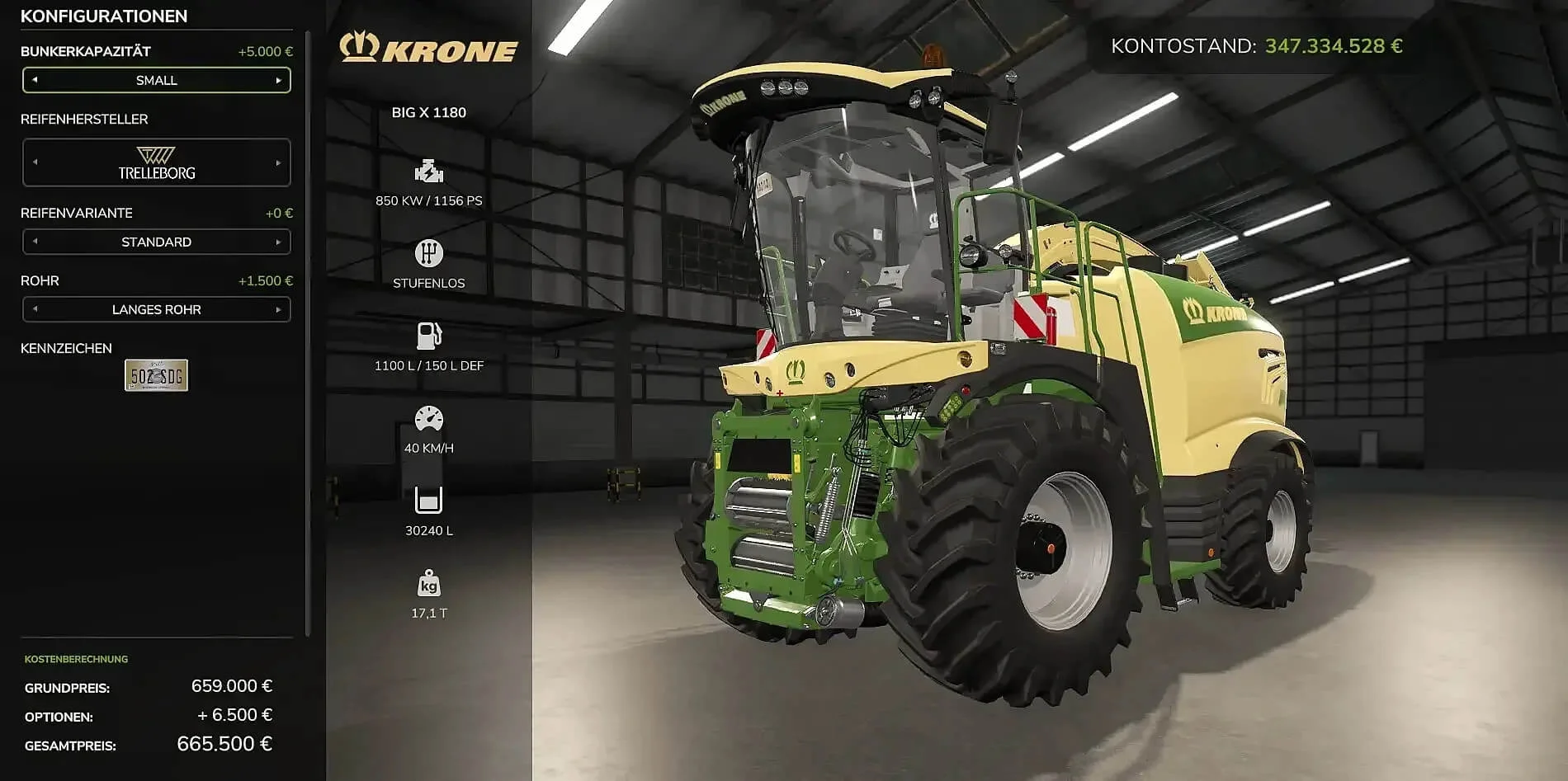 FS25 Krone Big X 1180 with Tank v1.0 Harvesters Mod FS25 Mod Free Download