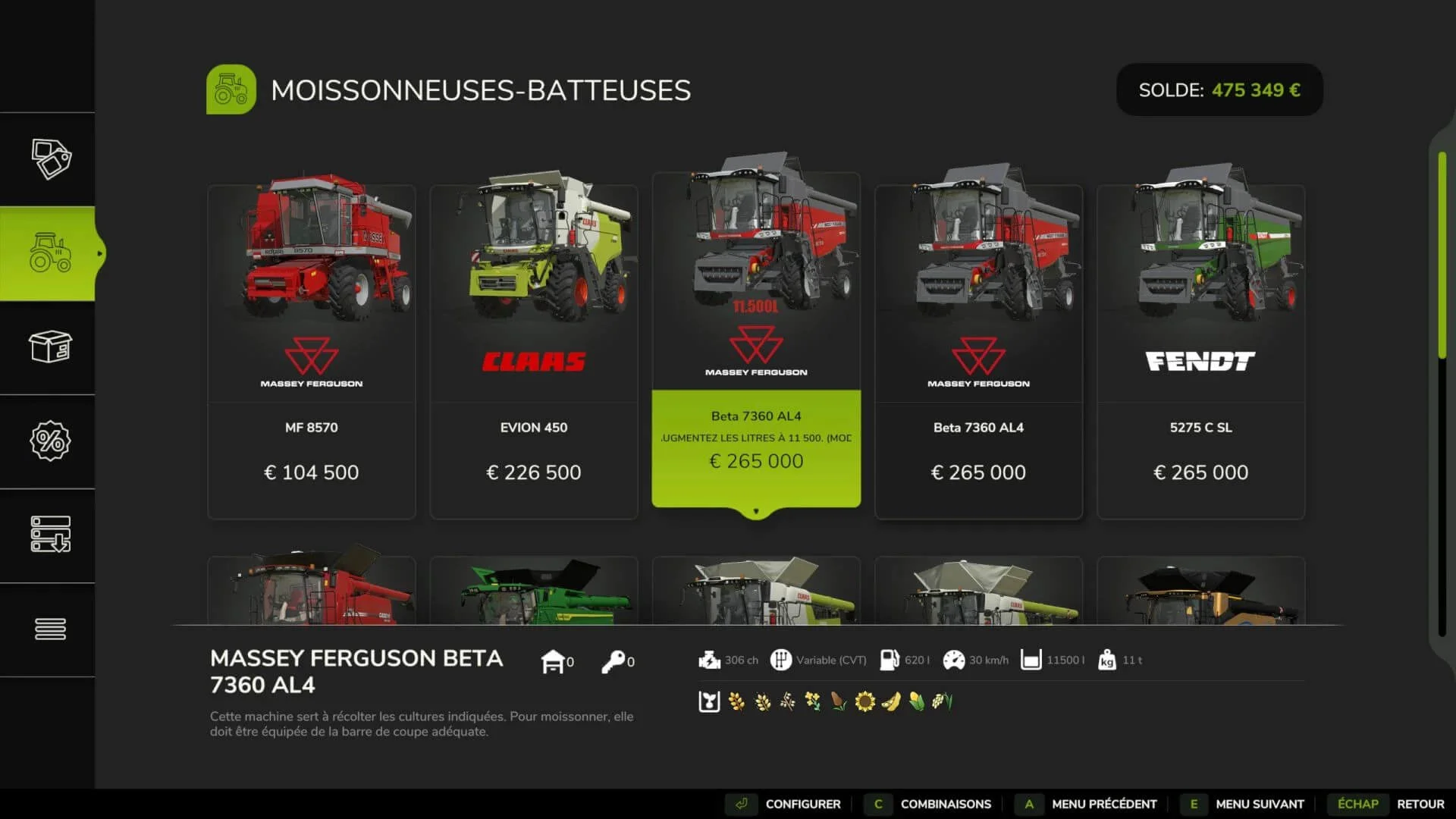 FS25 Massey Ferguson Beta 7360 AL4 11.500L v1.0 Harvesters Mod FS25 Mod Free Download