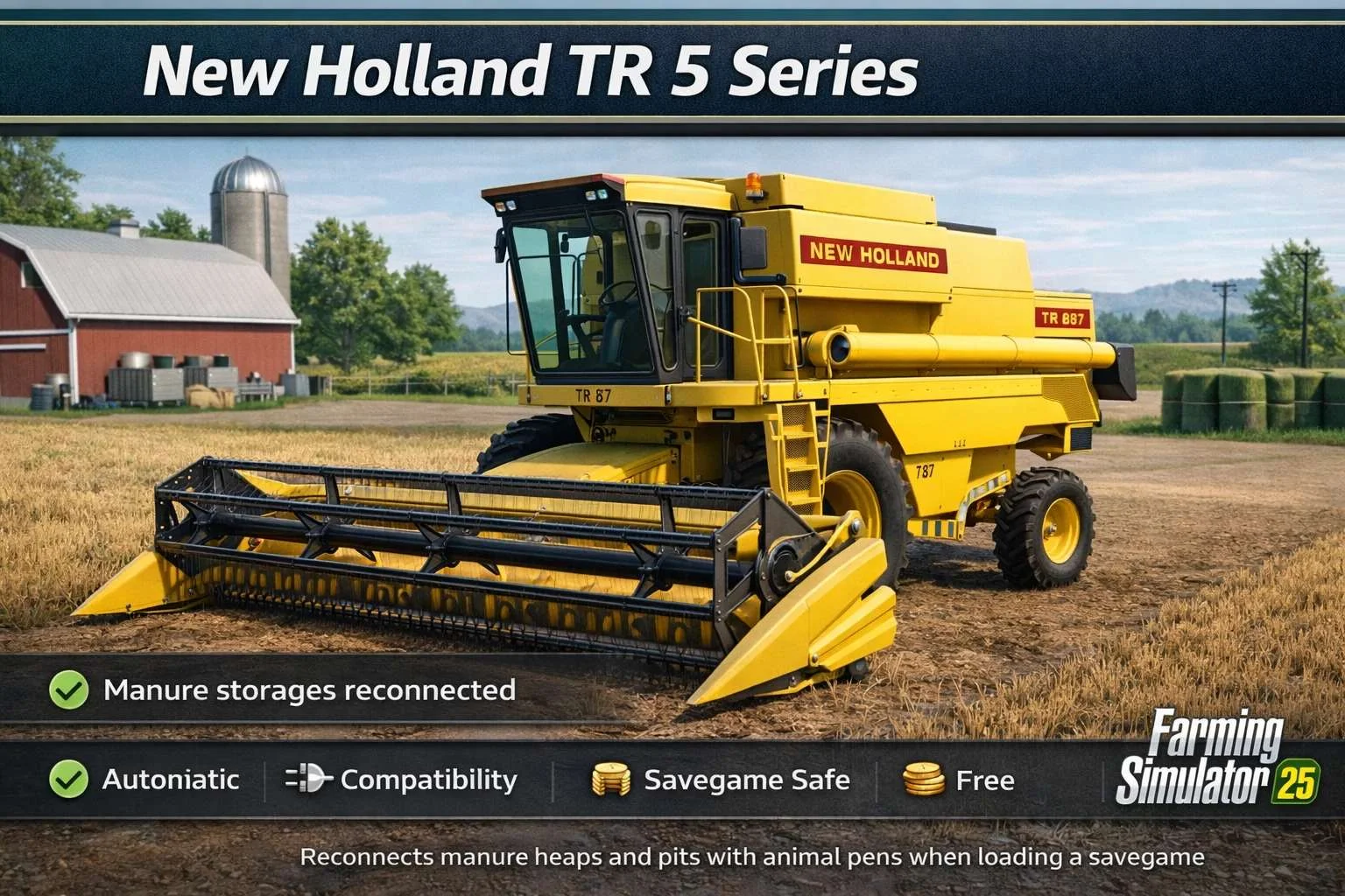 FS25 New Holland tr 5 series v1.0 Harvesters Mod FS25 Mod Free Download